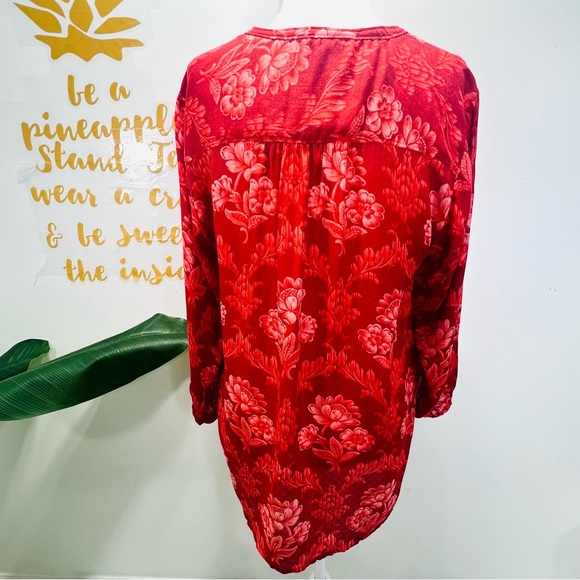 ANTHROPOLOGIE AKEMI + KIN Red Orange Floral Button Down Top Blouse Size Medium - Picture 8 of 10